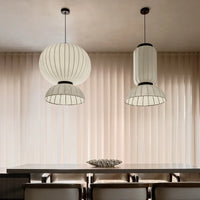 Lustre boule ovale en tissu japonais en soie design