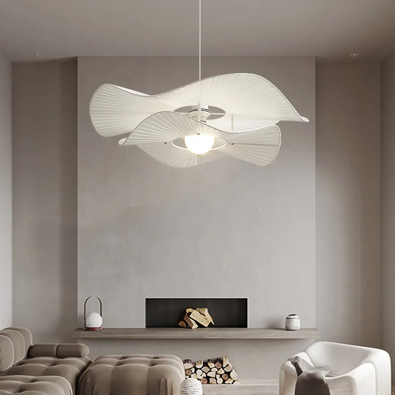 Lustre LED blanc en tissu pour salon et salle à manger