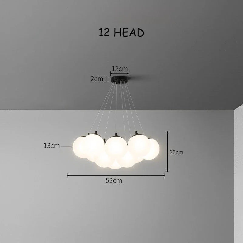 Lustre nordique en verre avec suspension LED pour une décoration maison moderne