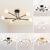 Plafonnier en fer forgé à tiges multiples pour salon Style Vintage Loft Industriel Scandinave