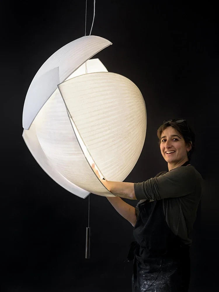 Lustre LED design moderne Wabi Sabi en tissu - éclairage décoratif