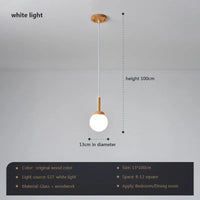 Suspension LED nordique en verre - Oiseau rond en bois