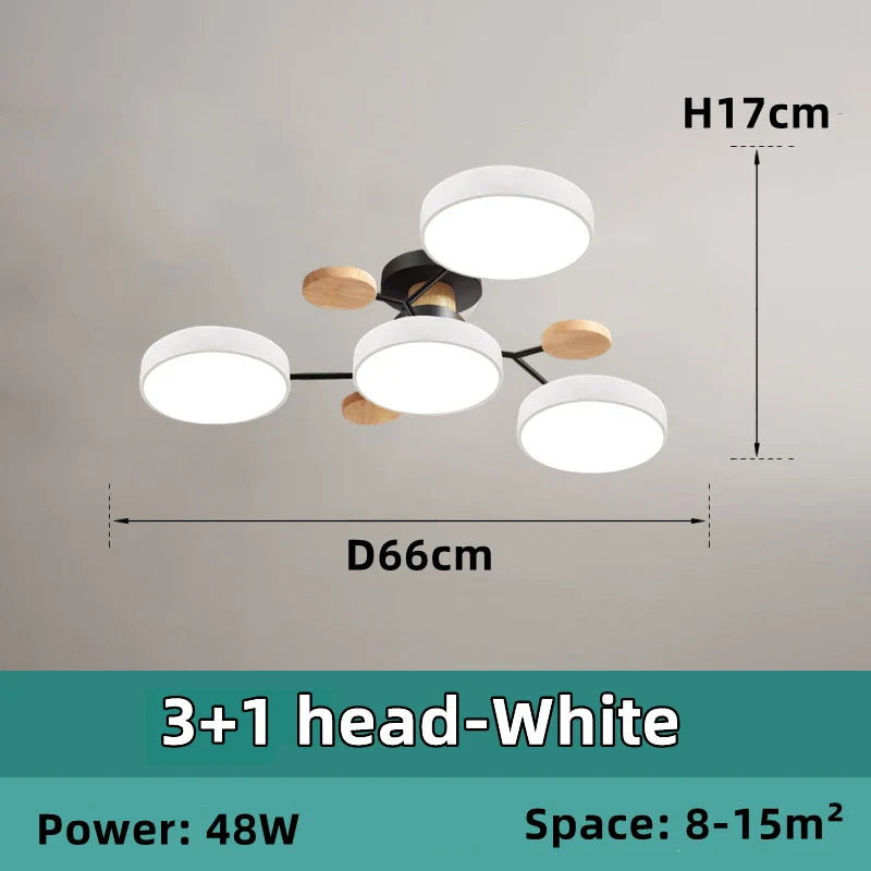 Lustre LED Nordique en Bois - Éclairage Intérieur Minimaliste