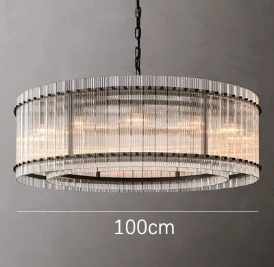 Lustre de luxe en cristal Double Anneau Doré LED Suspendu