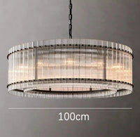 Lustre de luxe en cristal Double Anneau Doré LED Suspendu