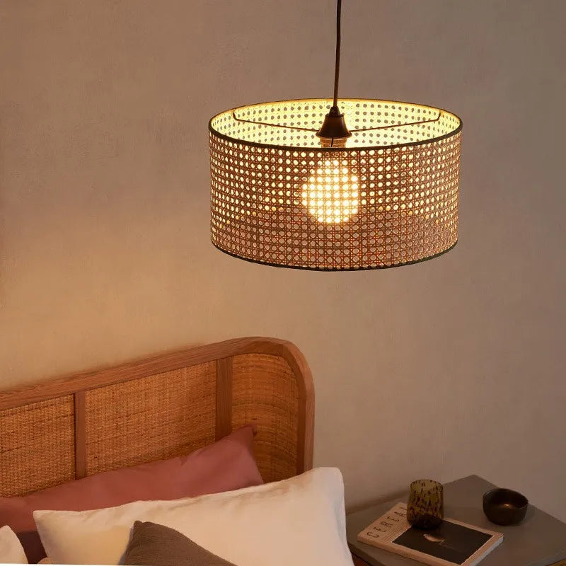 Lustre Japonais en Rotin Tissé Bambou – Style Minimaliste Moderne