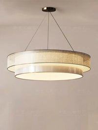 Lustre Circulaire Chinois Zen avec Tissu Luminaire Ingénierie