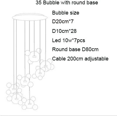 Lustre LED Boules en Verre Design Moderne Éclatant