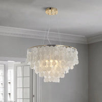Lustre de coquille de luxe moderne pour luminaires suspendus de salon de Restaurant en or et chrome: éclairage romantique pour la maison