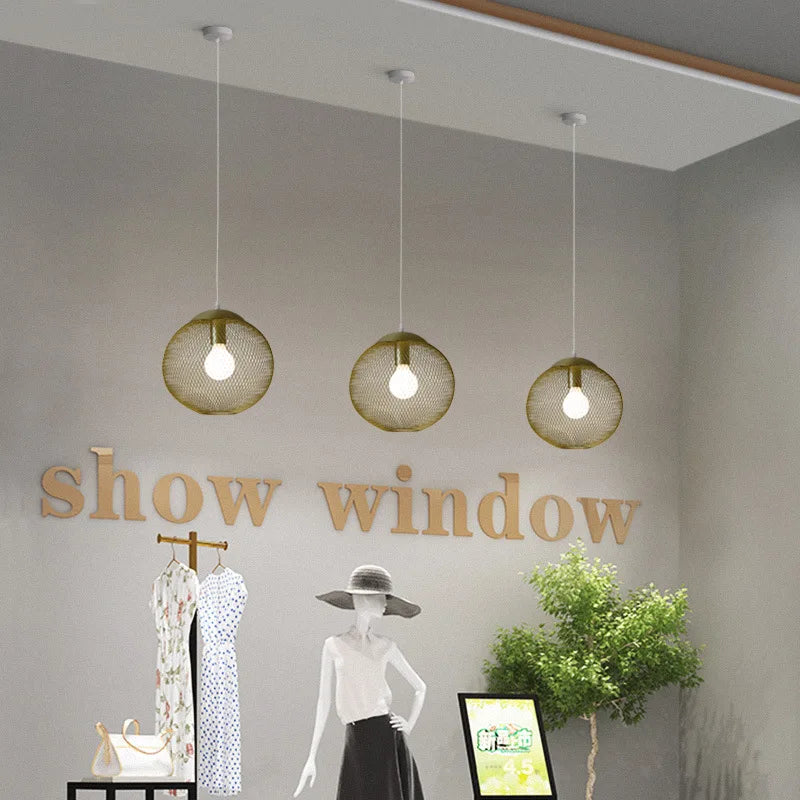 Suspension industrielle vintage LED en fer doré - Style Industriel