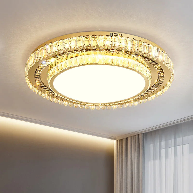 Lustre de Luxe Moderne en Verre de Cristal LED Rond - Collection Prestige