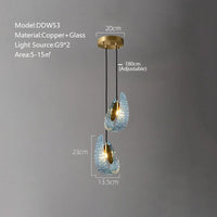Lustre moderne en verre design "Feuille de Paon" LED suspendu