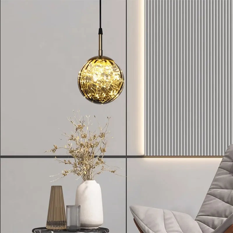 Suspension LED "Aurora" en verre - Design nordique contemporain