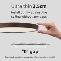 Plafonnier LED Circulaire Ultra-Mince Grain de Bois, 3 Tons de Lumière