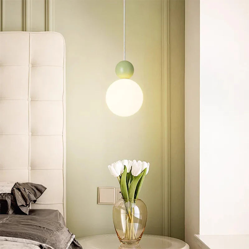 Lustre Nordique LED: Suspension Boule Blanche Lait - Luminaire