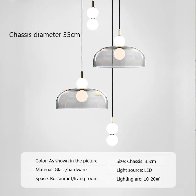 Suspension LED Nordica en verre gris fumé