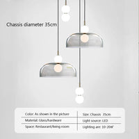 Suspension LED Nordica en verre gris fumé