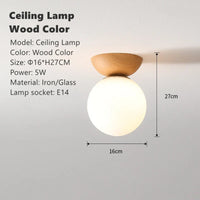 Plafonnier LED "Naturel Nordique" avec Abat-jour en Verre