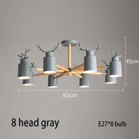 Lustre en rondins scandinave - Design cerf pour éclairage intérieur