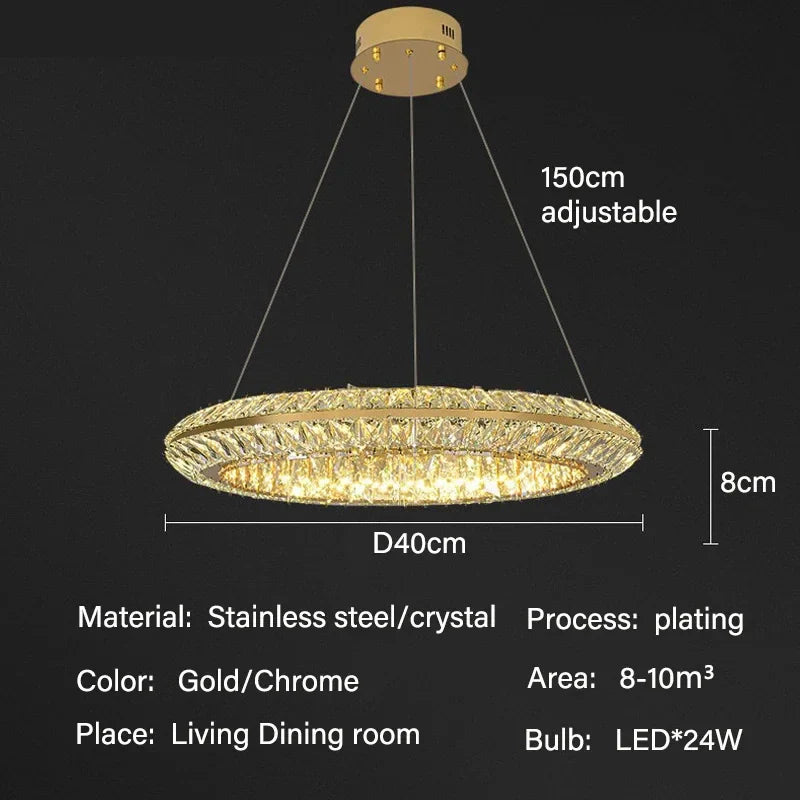 Lustre de luxe en cristal LED pour l'hôtellerie et la restauration