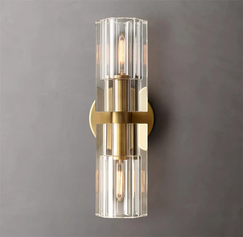 Applique murale LED Moderne en Cristal Clair et Nickel Laiton