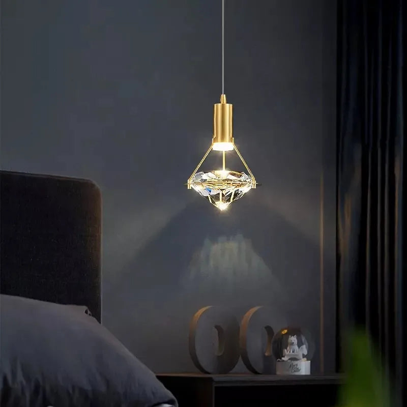 Lampe de suspension LED de luxe en cristal diamant - Éclairage créatif nordique