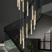 Lustre en Or Moderne LED pour Escalier en Cristal Spirale