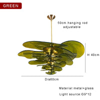 Lustre rétro led de luxe en verre coloré