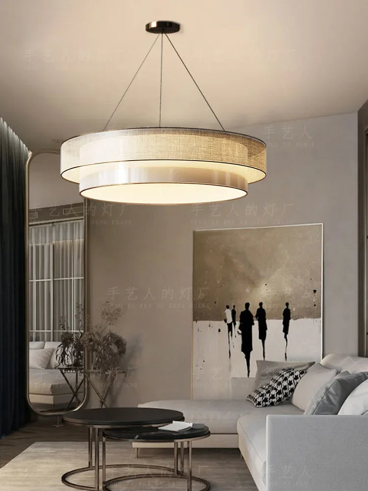 Lustre Céleste Chinois Zen en Tissu pour Ingénierie