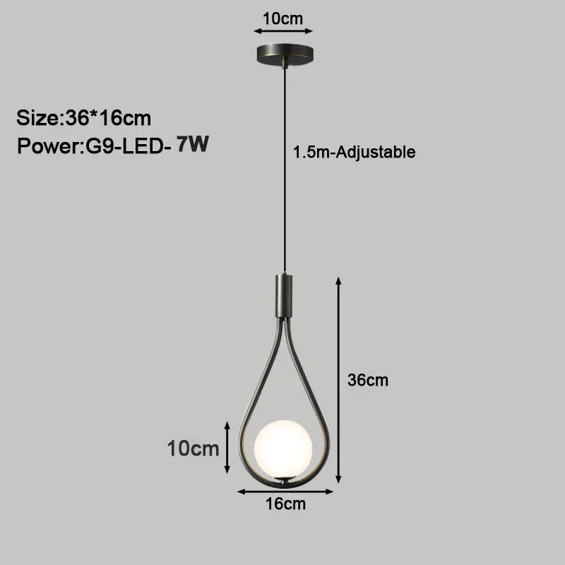 Suspension LED design pour intérieur avec cordon G9