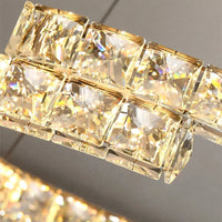 Lustre Nordique en Cristal et Acier Inoxydable avec Miroir LED Intérieur