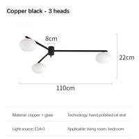 Galet Crème Suspension Luminaire LED en Verre Français Cuivre - Édition Luxe