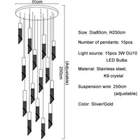 Lustre LED de Luxe Moderne en Cristal pour Escalier