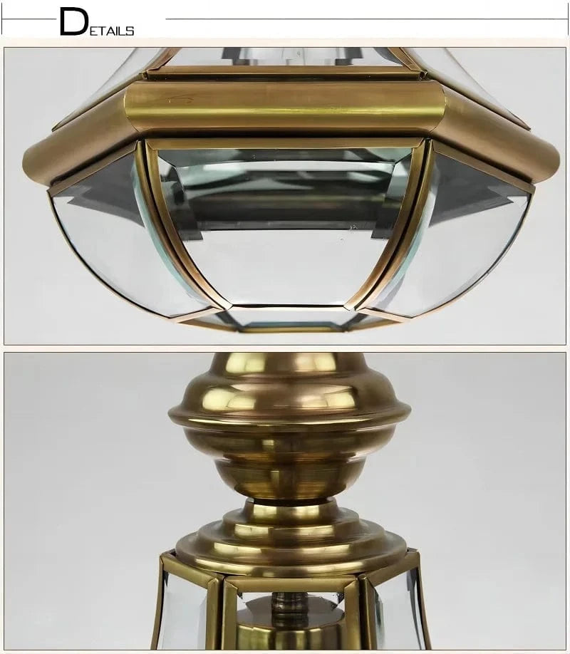 Suspension extérieure Style américain Rustique en cuivre plein Étanche pour Villa Porche Solarium/Couloir/Balcon Pavillon Pavillon Lampe en Laiton
