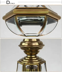 Suspension extérieure Style américain Rustique en cuivre plein Étanche pour Villa Porche Solarium/Couloir/Balcon Pavillon Pavillon Lampe en Laiton