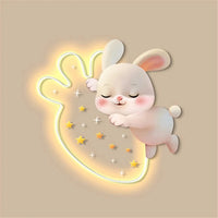 Fraise Lapin - Lampe Murale LED Acrylique pour Chambre Enfants