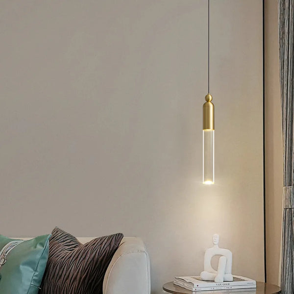 Lustre LED urbain en cuivre et acrylique transparent
