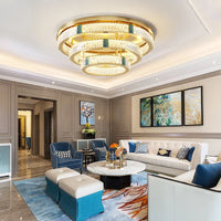 Lustre moderne en cristal rond à trois couches LED 2024 - Élégance Illuminée