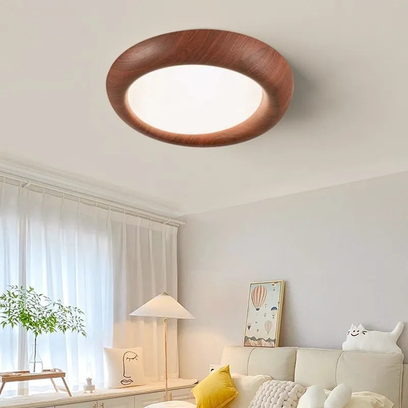 Plafonnier LED nordique en bois et acrylique anti lumière bleue