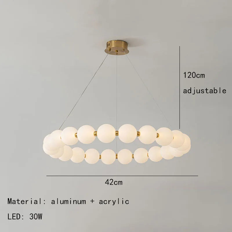 Luminaire de suspension LED en laiton avec fil réglable et abat-jour rond