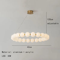 Luminaire de suspension LED en laiton avec fil réglable et abat-jour rond