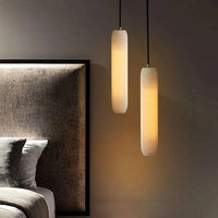 Suspension Luxe en Marbre Naturel avec Fil en Laiton Réglable