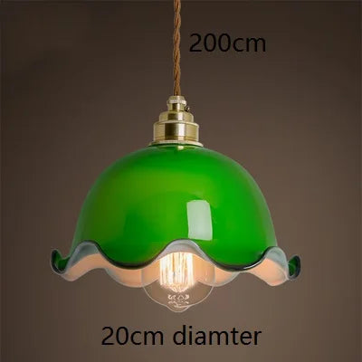 Suspension Vintage Américaine en Cuivre Bois Verre Edison