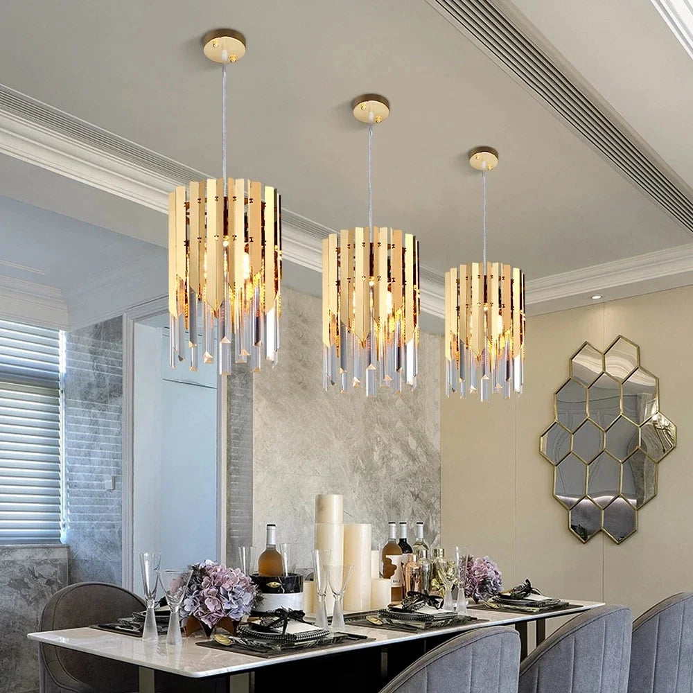 Plafonnier de luxe en cristal 20cm - Lumière ronde Or Chrome LED pour décoration intérieure