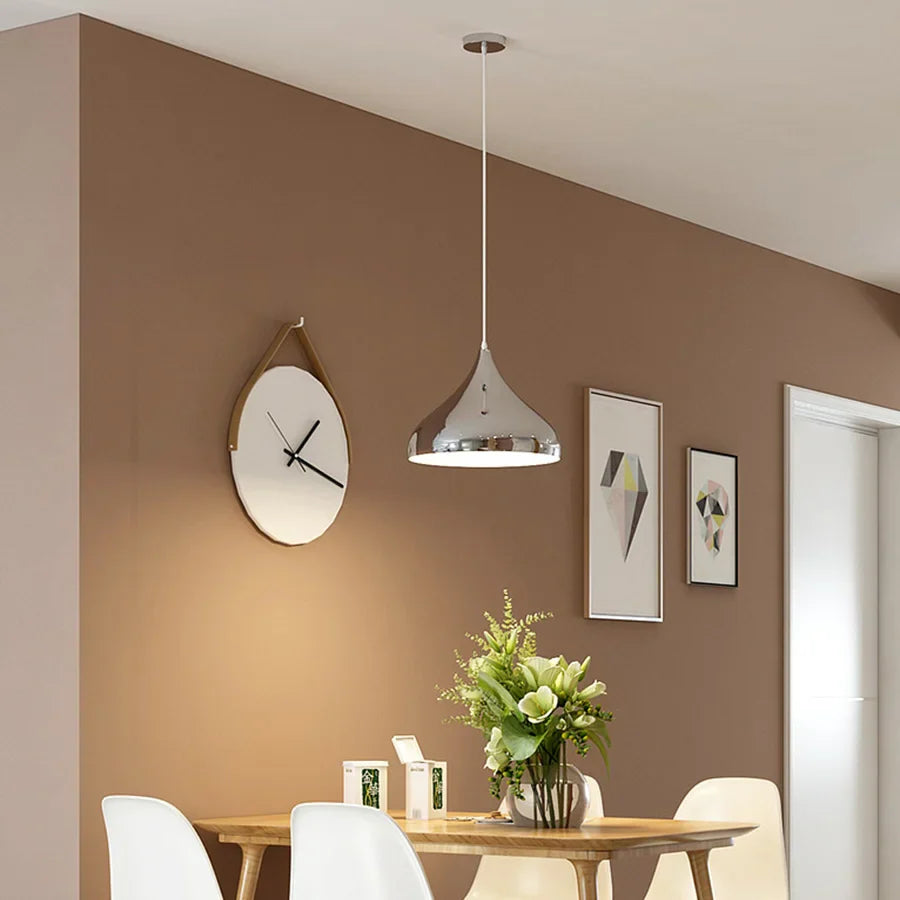 Plafonnier nordique argenté Globe boule miroir, lampe suspendue en fer