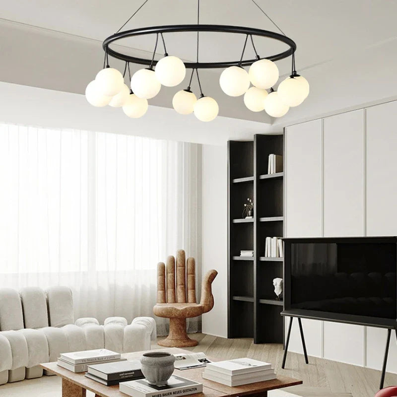 Lustre LED Moderne en Verre pour Décoration Intérieure Luxe