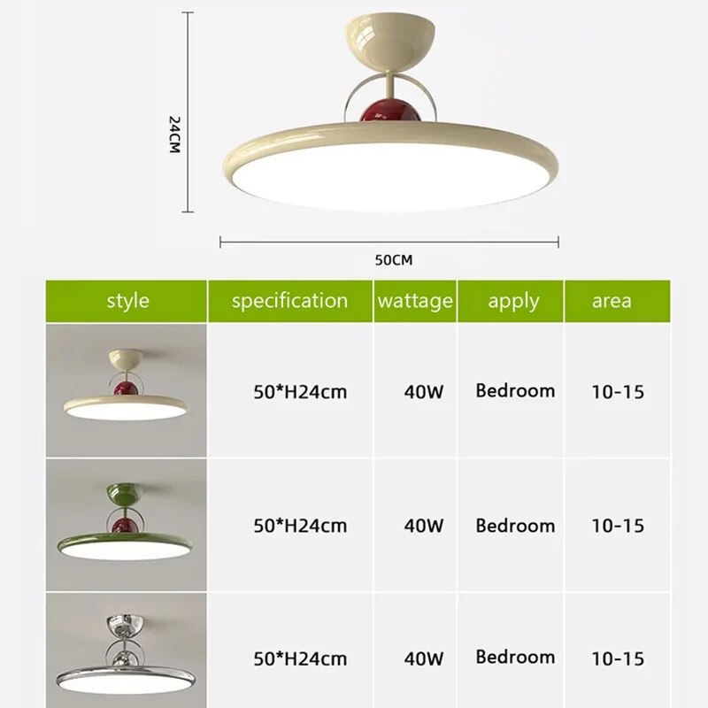 Plafonnier LED nordique crème avec design soucoupe volante