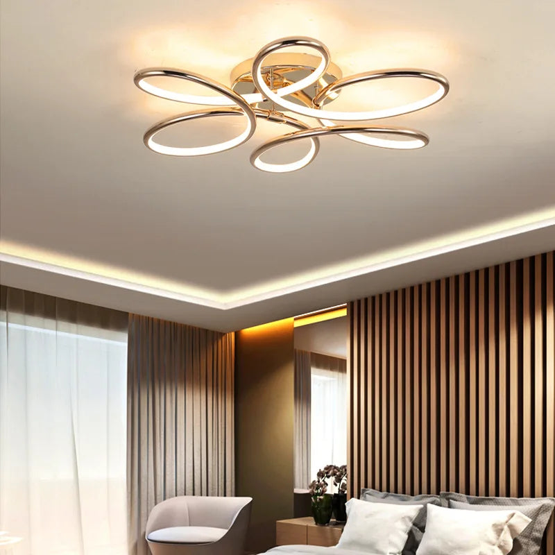 Lustre LED Doré Alu Décoration