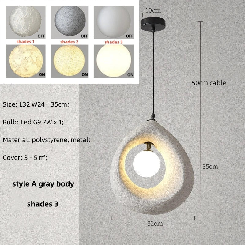 Nordic Wabi Sabi : Lampe suspension LED minimaliste pour salle à manger, salon et chambre
