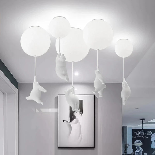 Suspension Boule en Verre avec Ours Suspendu